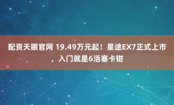 配资天眼官网 19.49万元起！星途EX7正式上市，入门就是6活塞卡钳